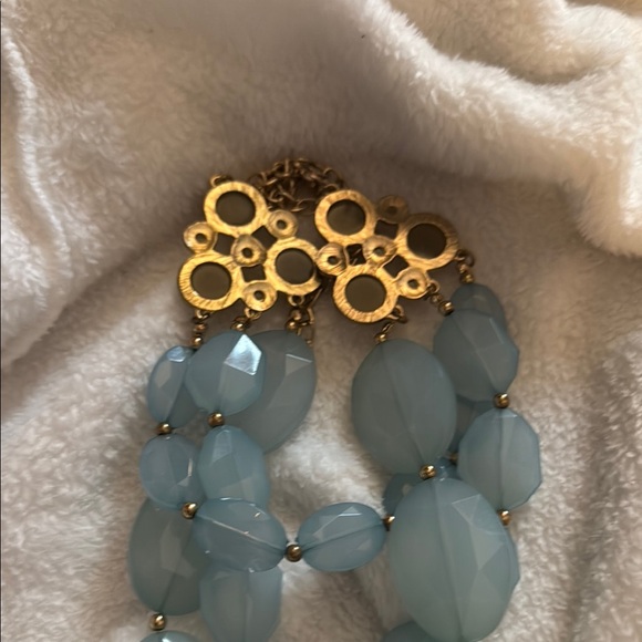 Blue and Gold Multi-Strand Necklace with Beads - Picture 4 of 4